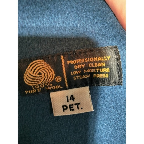 London Fog Navy Blue Long Trench Coat 100% Wool Vintage 14 Petite Made in USA - Picture 7 of 8